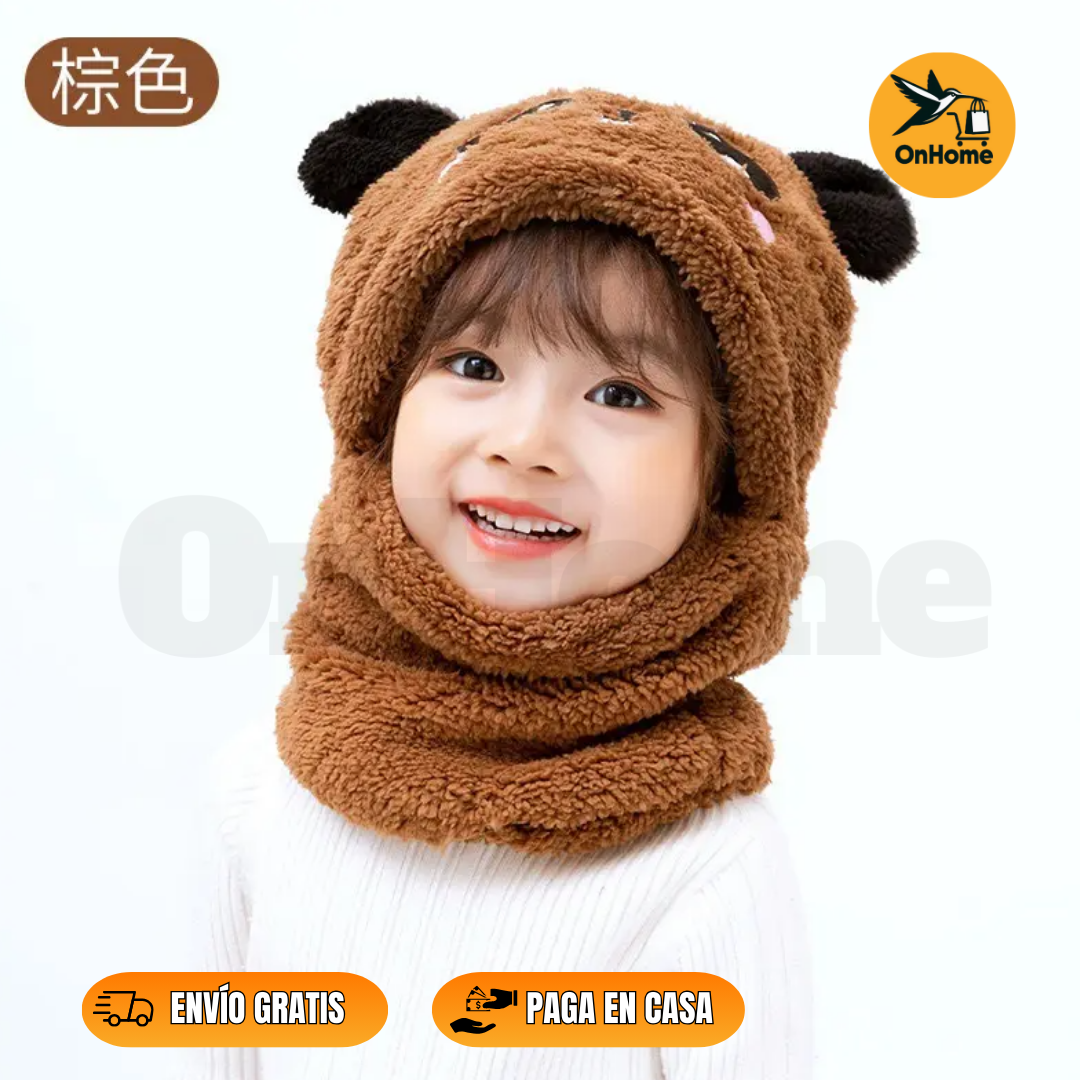 🧣 GORRO BUFANDA UNISEX CON DISEÑO DE OSITO 🧣