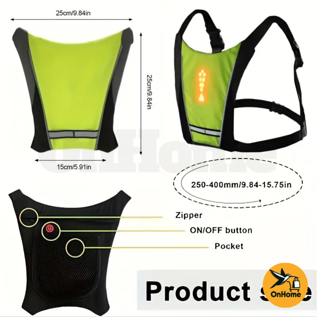 🚲CHALECO IMPERMEABLE REFLECTANTE LUMINOSO LED - CON DIRECCIÓN