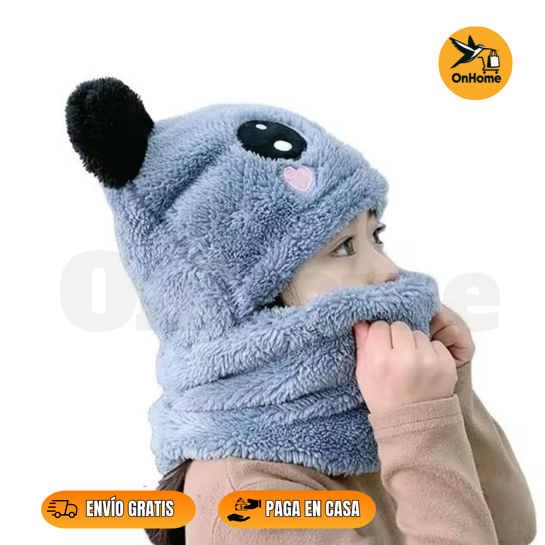 🧣 GORRO BUFANDA UNISEX CON DISEÑO DE OSITO 🧣