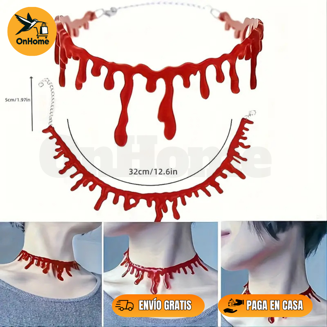 COLLAR DE SANGRE EN GOMA 🎃 (Para tu disfraz o fiestas de HALLOWEEN👻)