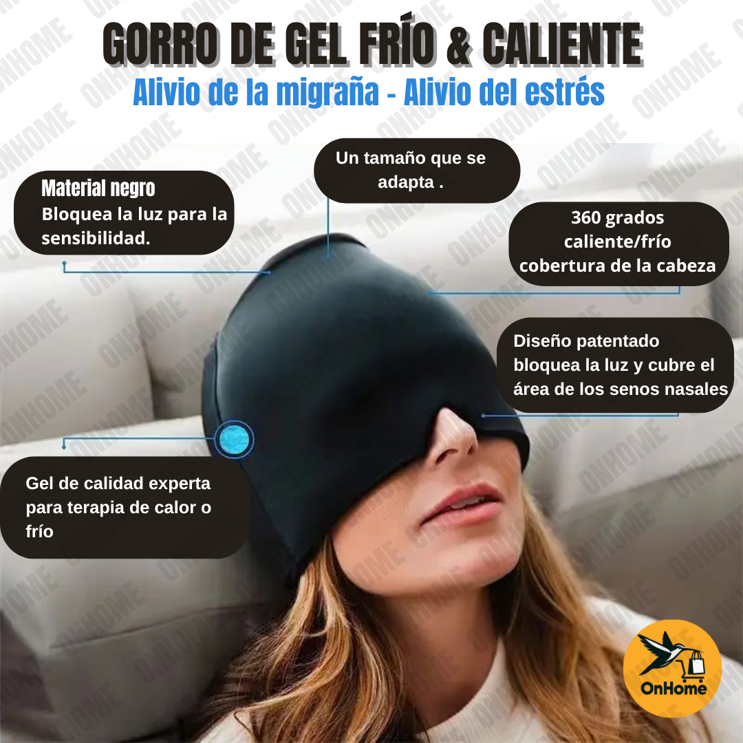 MASAJEADOR MICROCORRIENTE + GORRO MASCARA EN GEL TERAPIA FRÍO Y CALOR