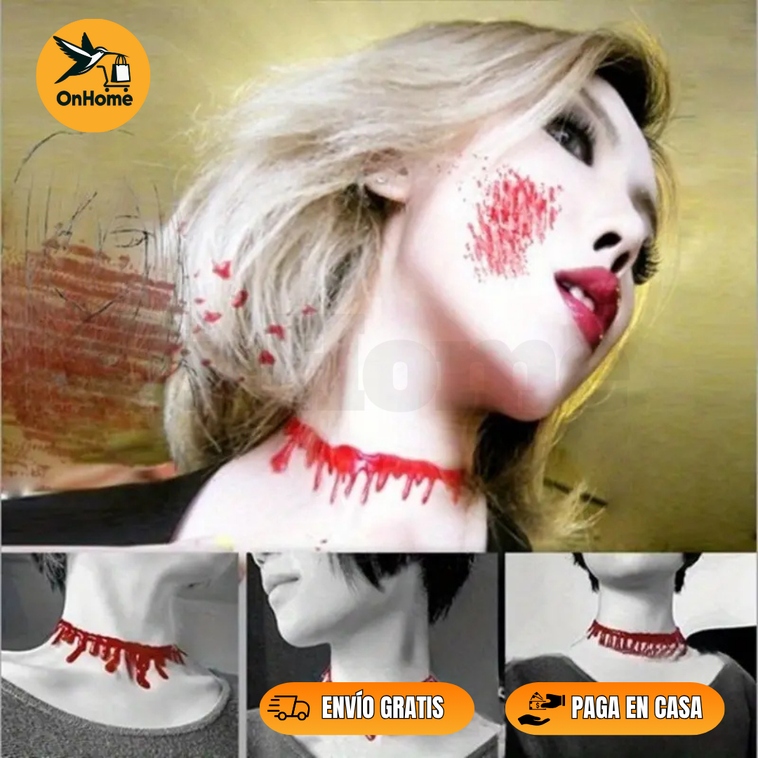 COLLAR DE SANGRE EN GOMA 🎃 (Para tu disfraz o fiestas de HALLOWEEN👻)