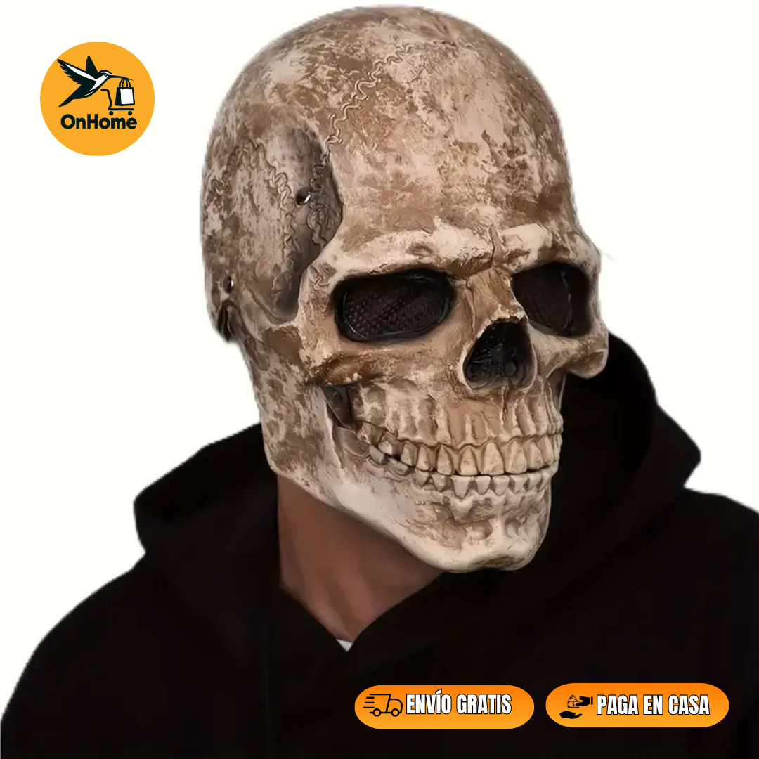 MASCARA DE CALAVERA - LATEX🎃👻 (Con movimiento de mandíbula y luz en ojos)