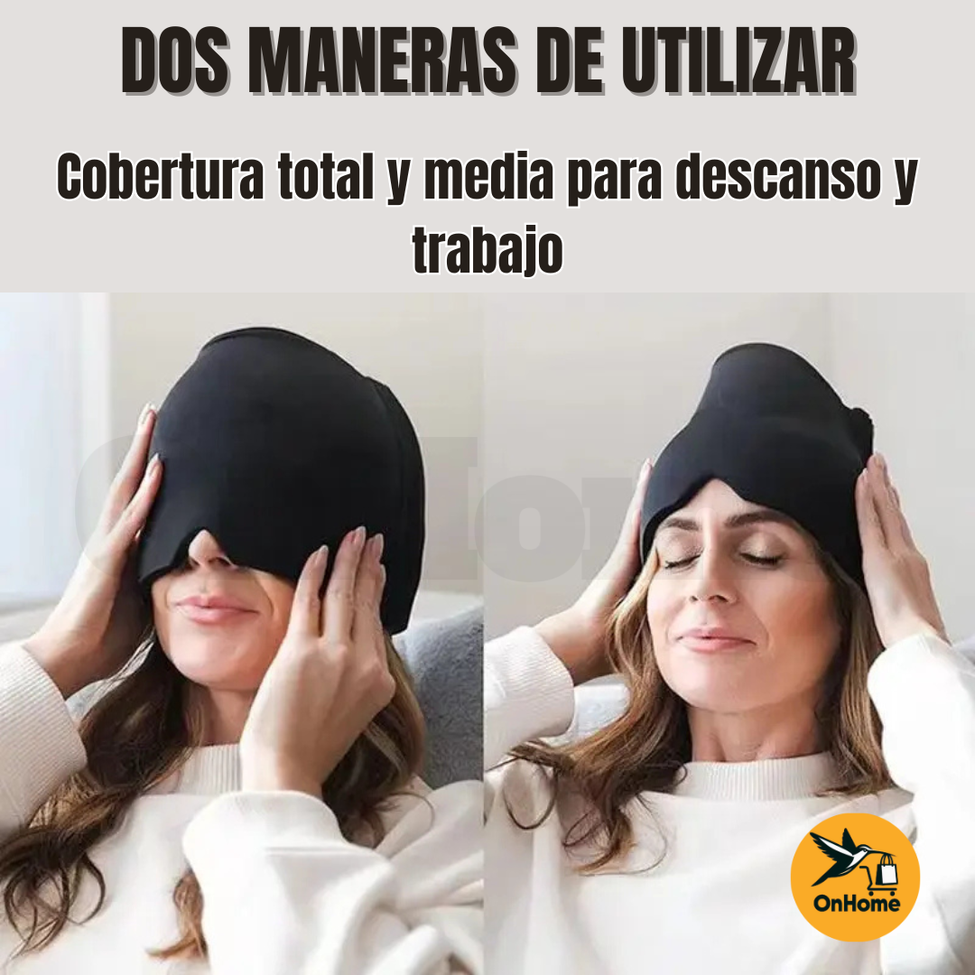 MASAJEADOR MICROCORRIENTE + GORRO MASCARA EN GEL TERAPIA FRÍO Y CALOR