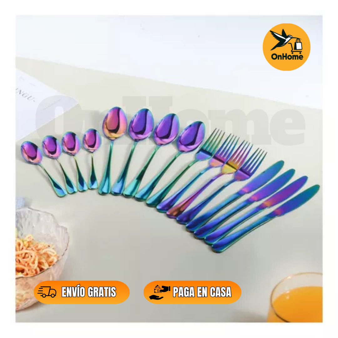 JUEGO DE CUBIERTOS 24PCS ACERO INOXIDABLE ESTUCHE HUEVO 🍴