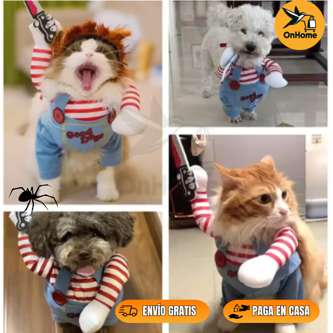 🕸️DISFRAZ DE CHUCKY PARA TUS MASCOTAS 👻(Perros🐶 y Gatos🐱)