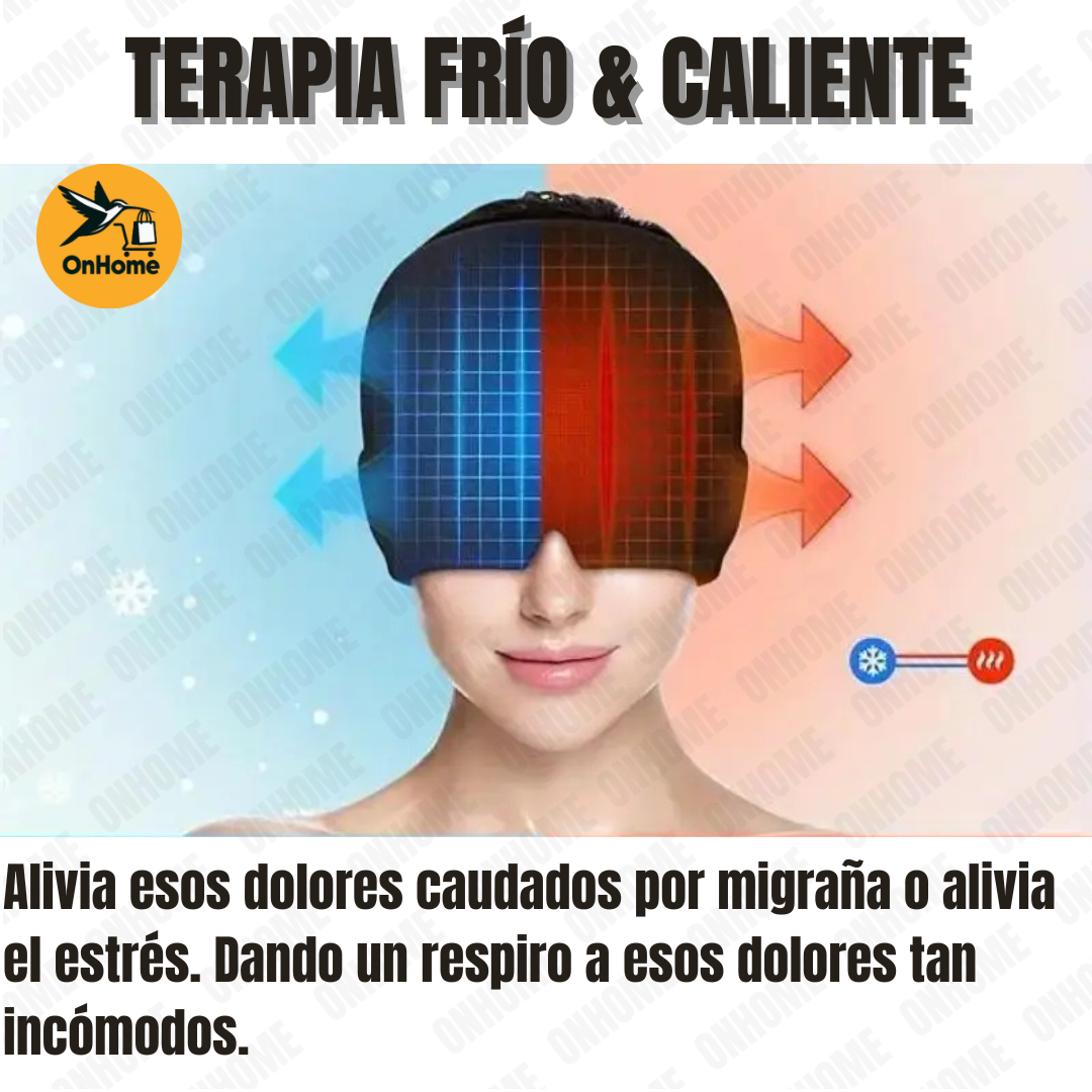 MASAJEADOR MICROCORRIENTE + GORRO MASCARA EN GEL TERAPIA FRÍO Y CALOR