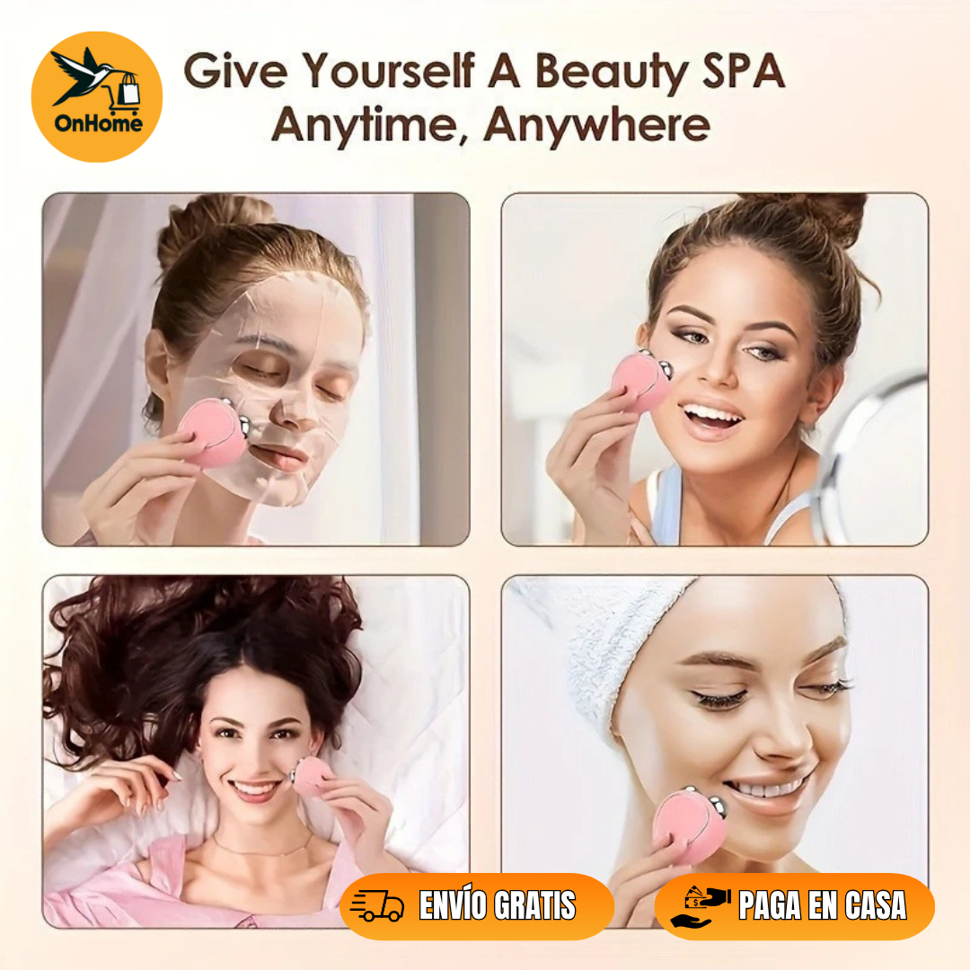 MASAJEADOR MICROCORRIENTE + GORRO MASCARA EN GEL TERAPIA FRÍO Y CALOR