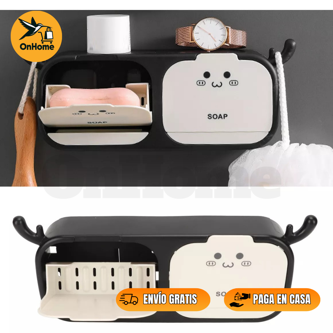 ORGANIZADOR Y JABONERA🧼 PARA BAÑO Y COCINA✨ (Negro)