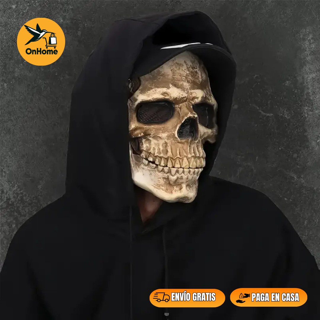 MASCARA DE CALAVERA - LATEX🎃👻 (Con movimiento de mandíbula y luz en ojos)