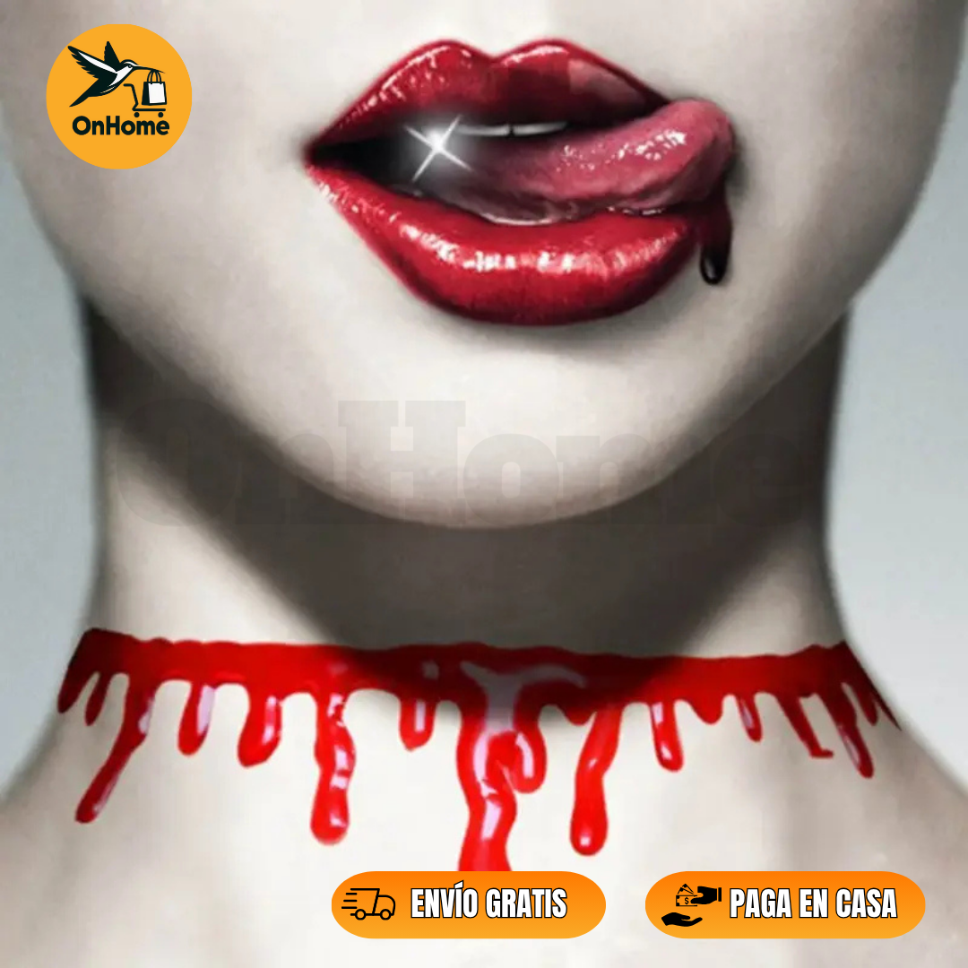 COLLAR DE SANGRE EN GOMA 🎃 (Para tu disfraz o fiestas de HALLOWEEN👻)