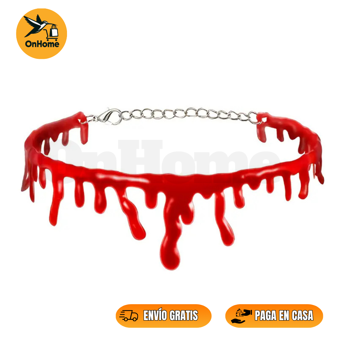 COLLAR DE SANGRE EN GOMA 🎃 (Para tu disfraz o fiestas de HALLOWEEN👻)