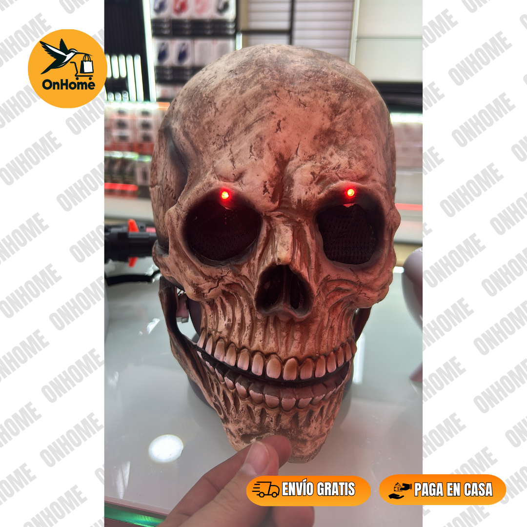 MASCARA DE CALAVERA - LATEX🎃👻 (Con movimiento de mandíbula y luz en ojos)