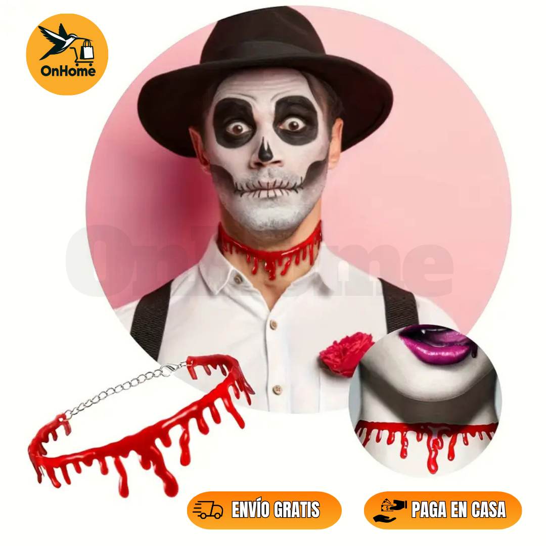 COLLAR DE SANGRE EN GOMA 🎃 (Para tu disfraz o fiestas de HALLOWEEN👻)