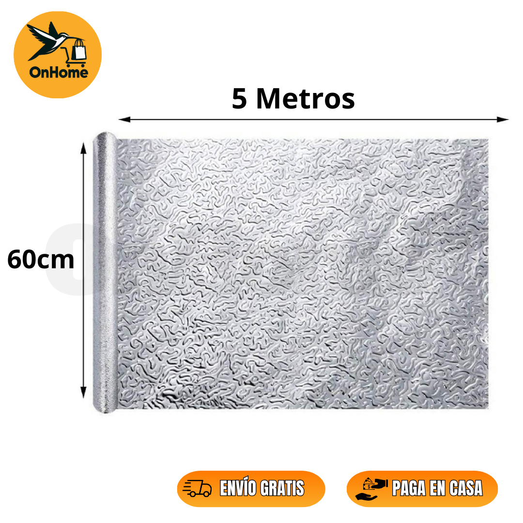 PAPEL ALUMINIO ADHESIVO MULTISUPÉRFICIE (60cm x 5m)✨