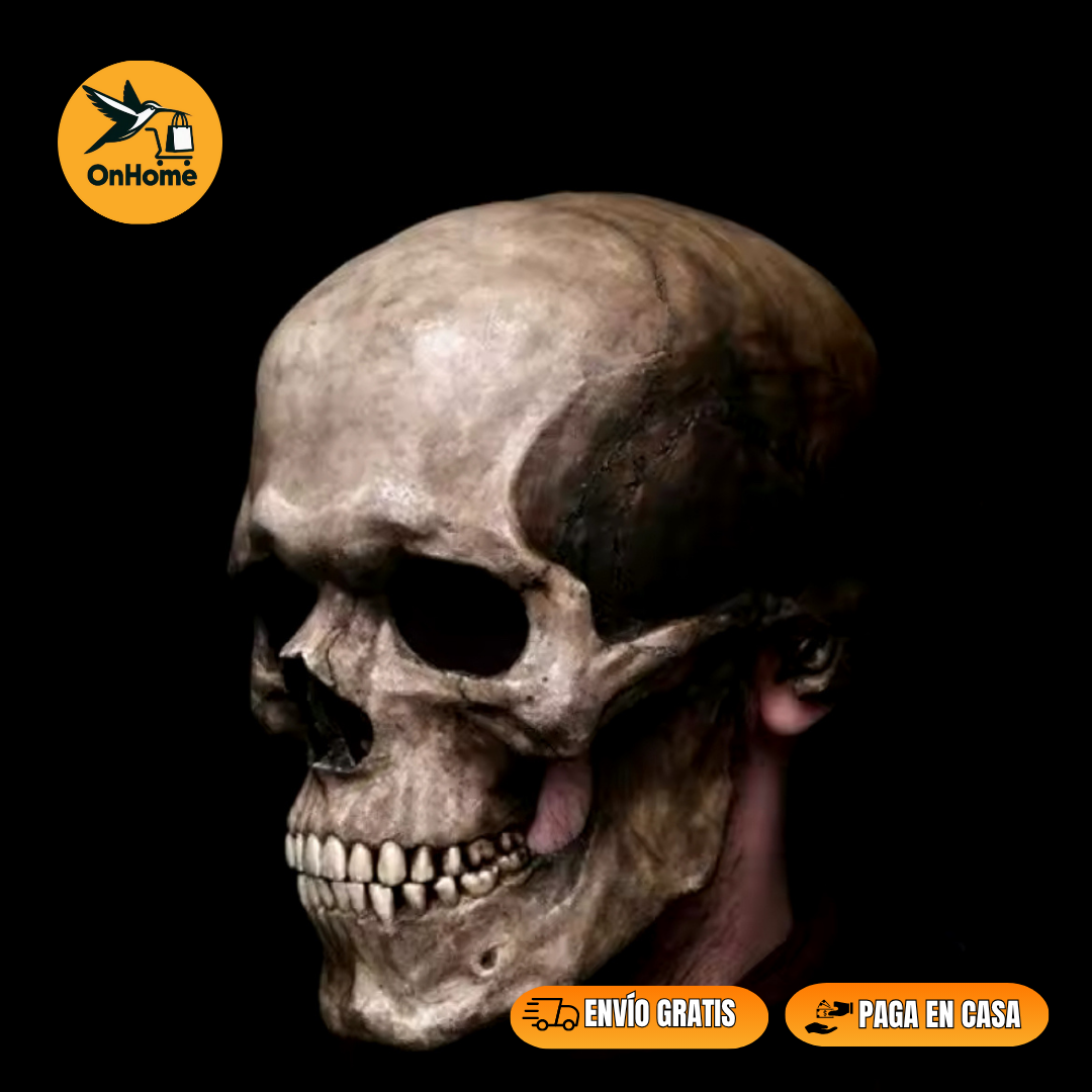 MASCARA DE CALAVERA - LATEX🎃👻 (Con movimiento de mandíbula y luz en ojos)