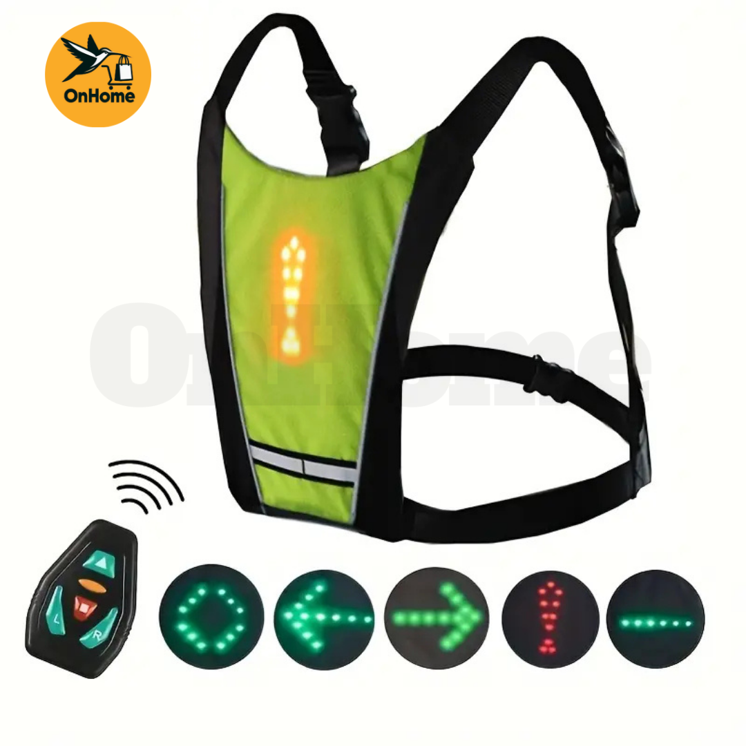 🚲CHALECO IMPERMEABLE REFLECTANTE LUMINOSO LED - CON DIRECCIÓN