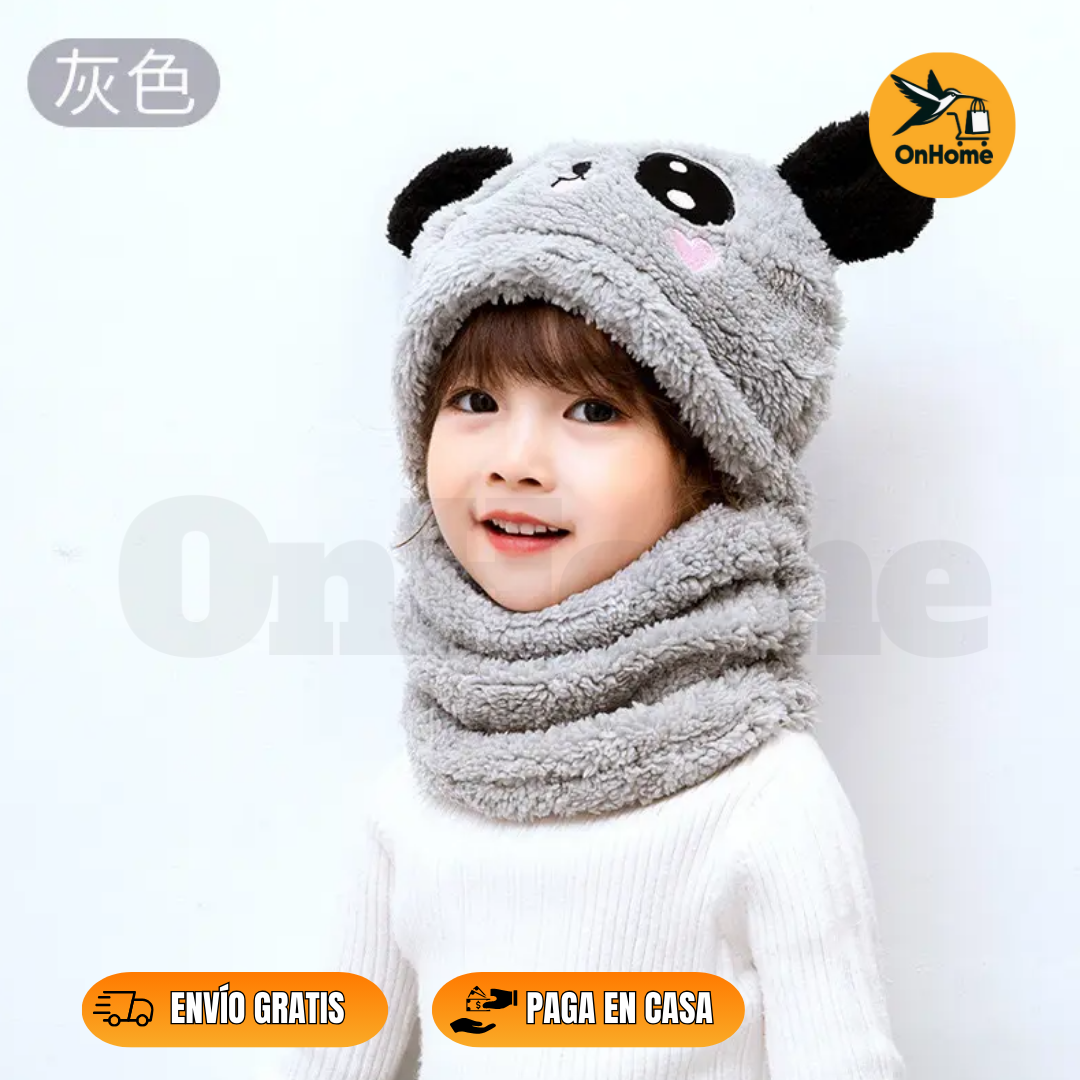 🧣 GORRO BUFANDA UNISEX CON DISEÑO DE OSITO 🧣