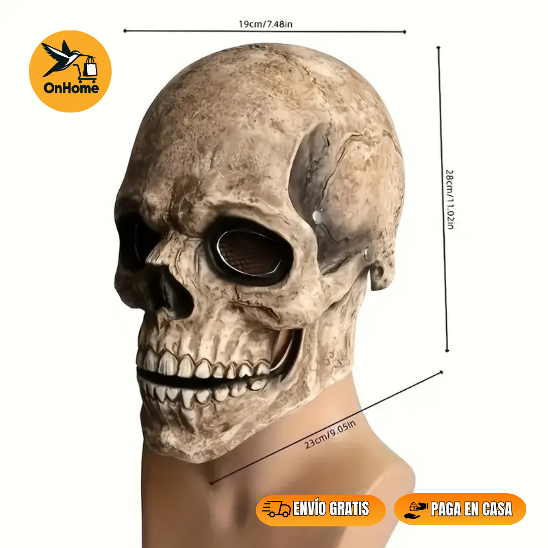MASCARA DE CALAVERA - LATEX🎃👻 (Con movimiento de mandíbula y luz en ojos)