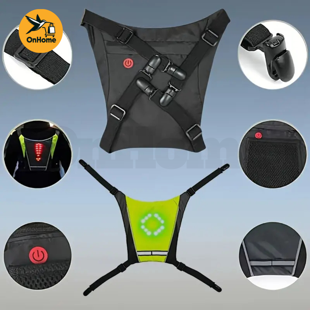 🚲CHALECO IMPERMEABLE REFLECTANTE LUMINOSO LED - CON DIRECCIÓN
