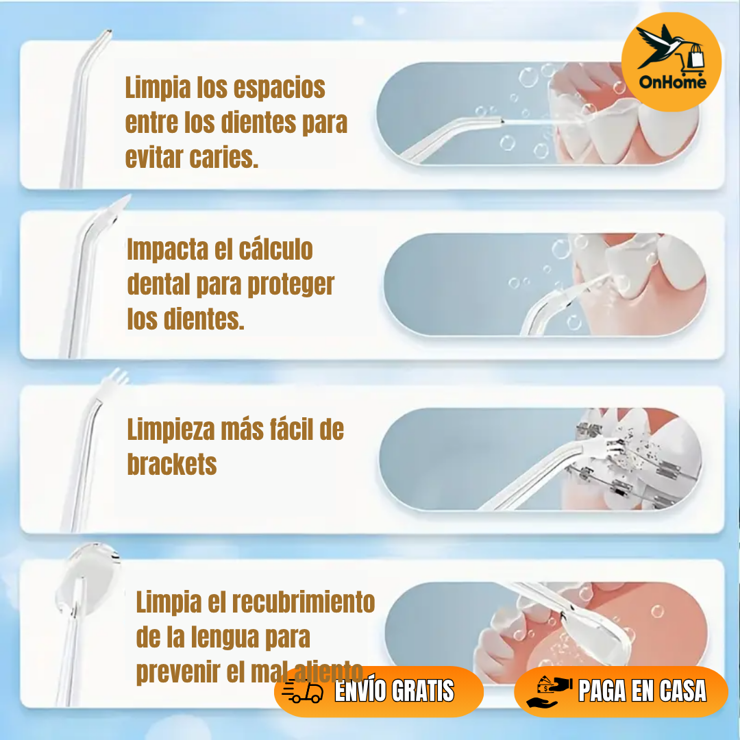 IRRIGADOR BUCAL RECARGABLE - ✨Elimina Bacterias Donde Tu Cepillo No Llega👄