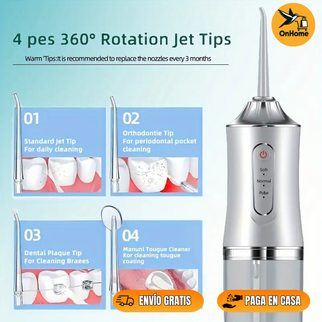 IRRIGADOR BUCAL RECARGABLE - ✨Elimina Bacterias Donde Tu Cepillo No Llega👄