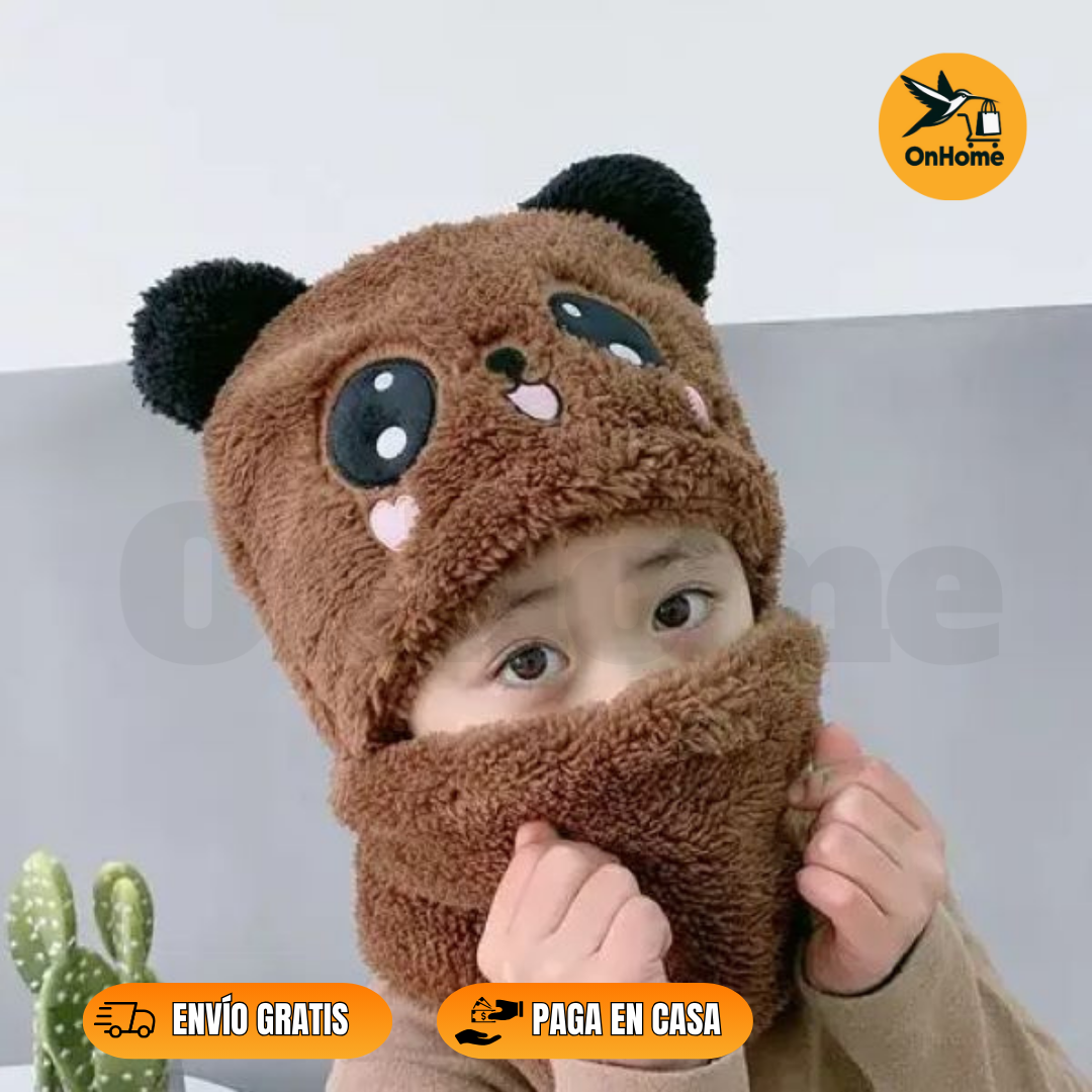 🧣 GORRO BUFANDA UNISEX CON DISEÑO DE OSITO 🧣