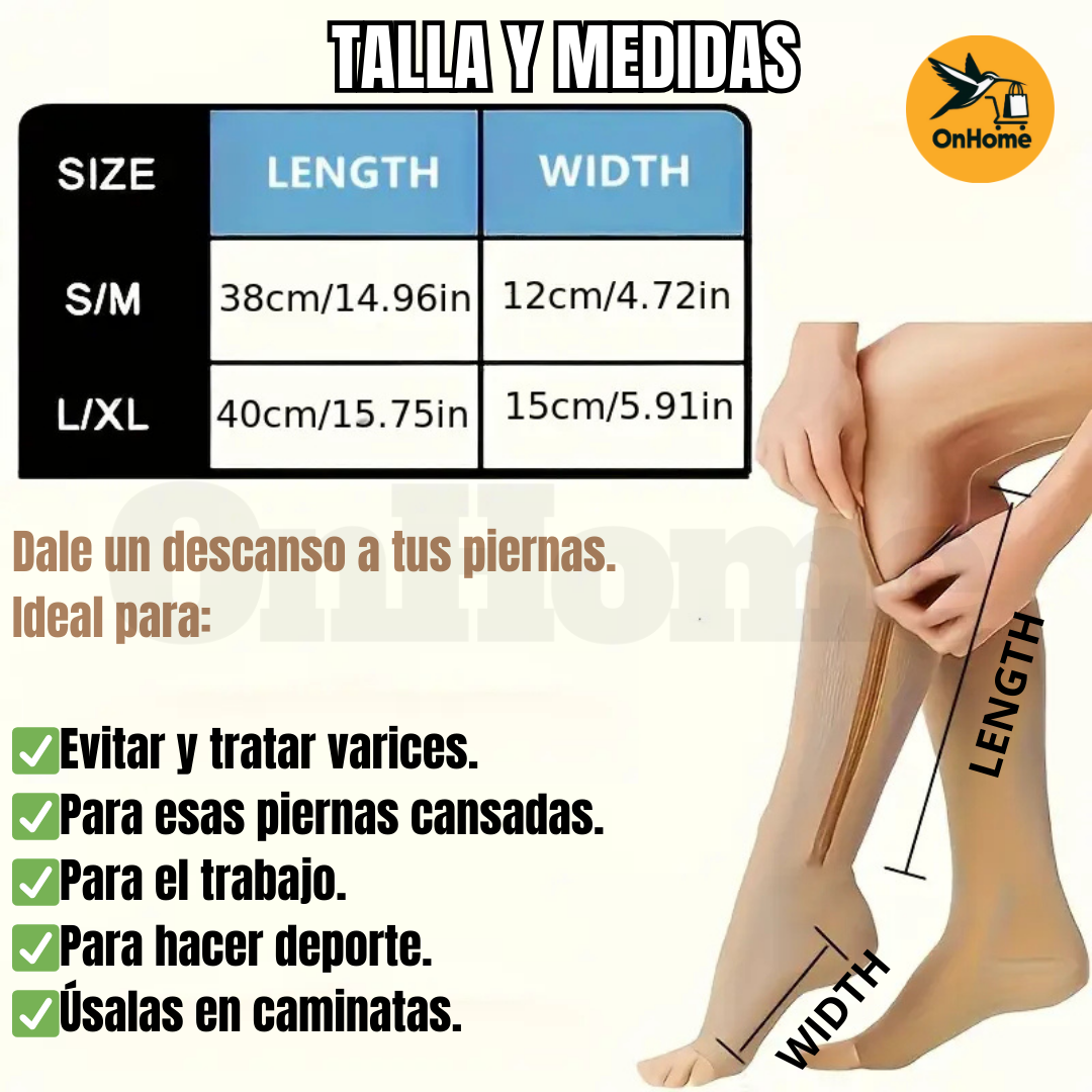 MEDIAS ZIP SOX DE COMPRESIÓN 🦵ANTI VARICES - CON CREMALLERA💃🕺