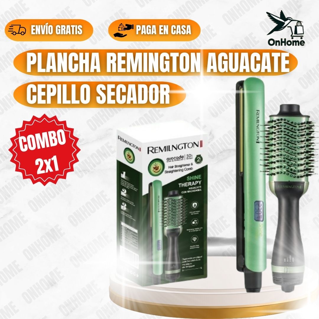 COMBO PLANCHA REMINGTON AGUACATE + CEPILLO SECADOR 😍