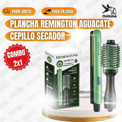 COMBO PLANCHA REMINGTON AGUACATE + CEPILLO SECADOR 😍