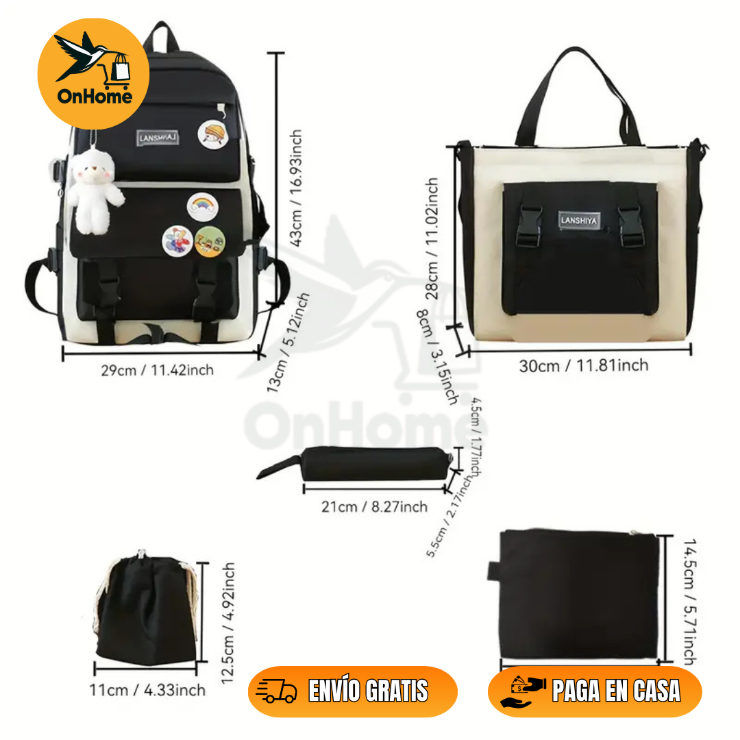 BOLSO 5 PIEZAS✨ KIT MULTIFUNCIONAL🎒