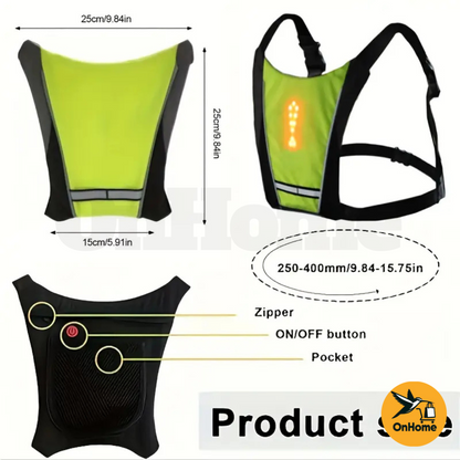🚲CHALECO IMPERMEABLE REFLECTANTE LUMINOSO LED - CON DIRECCIÓN