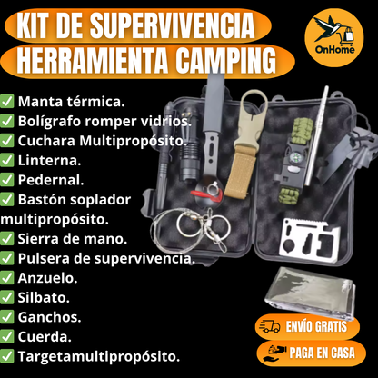 KIT DE SUPERVIVENCIA 12 EN 1 🧗‍♂️ HERRAMIENTA CAMPING ⛺