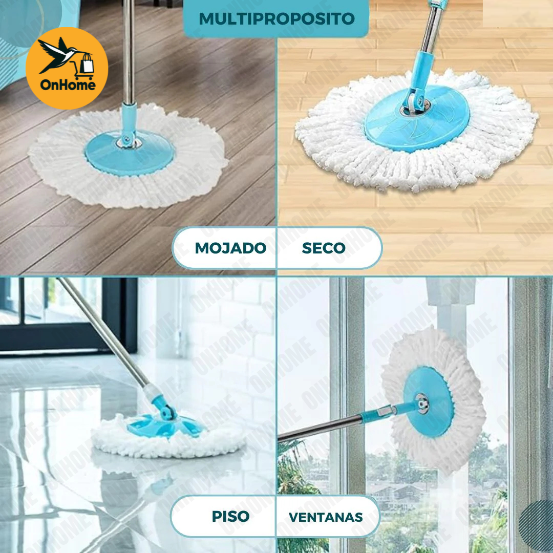 TRAPERO 360° CON BALDE + 2 MOPAS