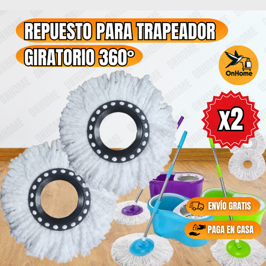REPUESTO DE TRAPERO GIRATORIO 360° - x 2 UNIDADES