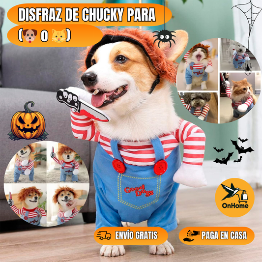 🕸️DISFRAZ DE CHUCKY PARA TUS MASCOTAS 👻(Perros🐶 y Gatos🐱)