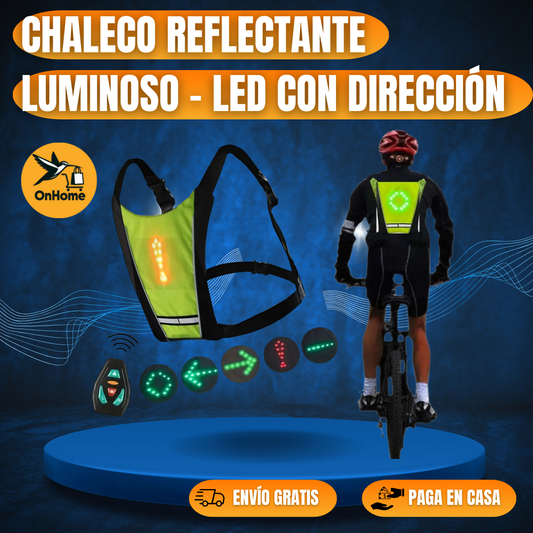 🚲CHALECO IMPERMEABLE REFLECTANTE LUMINOSO LED - CON DIRECCIÓN