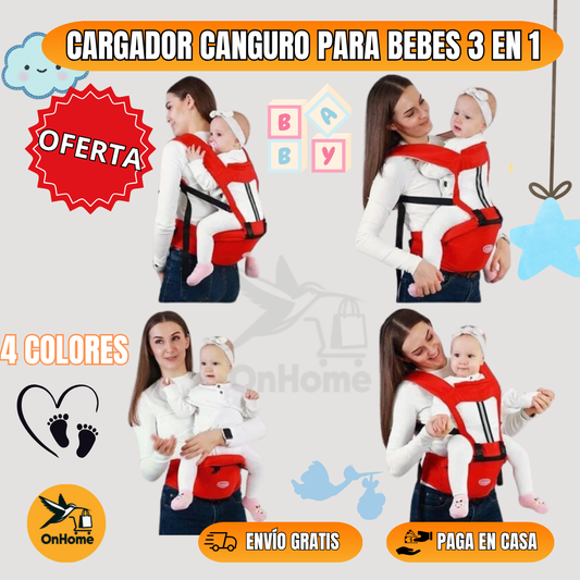 CARGADOR CANGURO PARA BEBES 3 EN 1.👶 (Tu comodidad y la de tu bebe en un solo producto.)