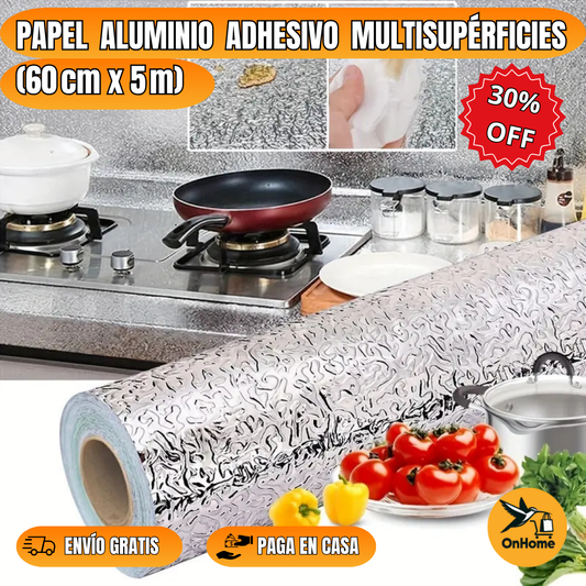 PAPEL ALUMINIO ADHESIVO MULTISUPÉRFICIE (60cm x 5m)✨