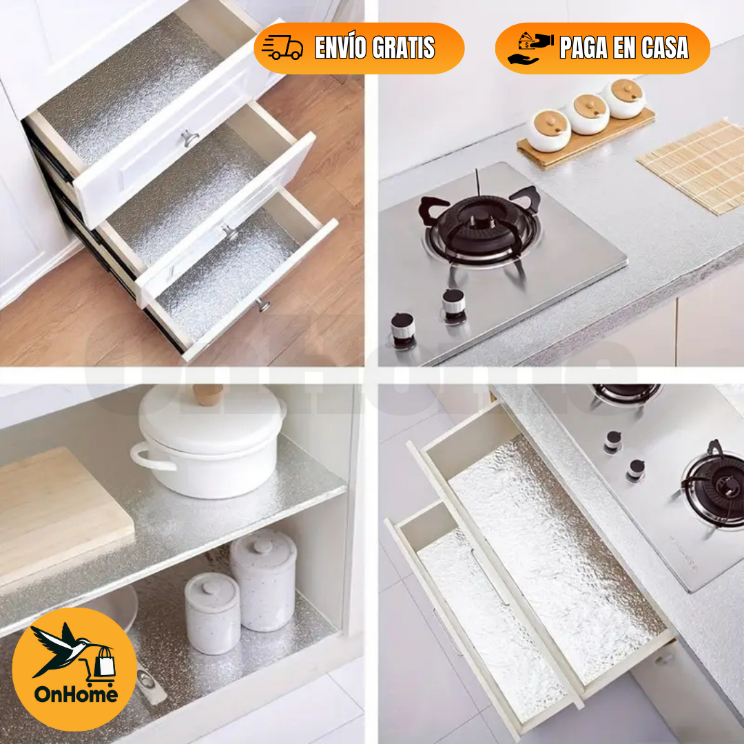 PAPEL ALUMINIO ADHESIVO MULTISUPÉRFICIE (60cm x 5m)✨
