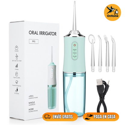 IRRIGADOR BUCAL RECARGABLE - ✨Elimina Bacterias Donde Tu Cepillo No Llega👄