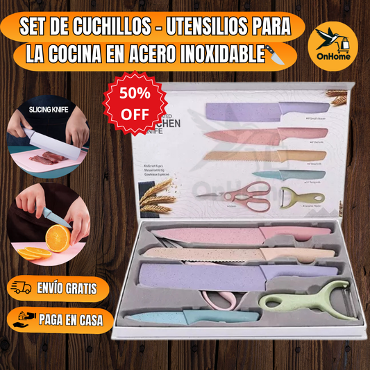 👨‍🍳SET DE CUCHILLOS - UTENSILIOS PARA LA COCINA EN ACERO INOXIDABLE👨‍🍳