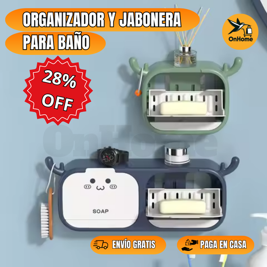 ORGANIZADOR Y JABONERA🧼  PARA BAÑO Y COCINA✨ (Negro)