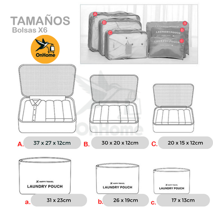 SET ORGANIZADOR PARA VIAJES X6 UNIDADES