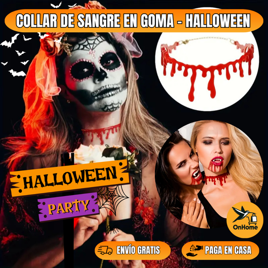 COLLAR DE SANGRE EN GOMA 🎃 (Para tu disfraz o fiestas de HALLOWEEN👻)